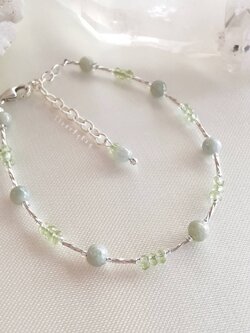 สร้อยข้อมือเงินหยก+เพอริดอท (Jade+Peridot)