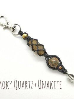 พวงกุญแจเชือกถักหินสโมกกี้ควอตซ์ Smoky Quartz