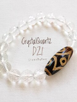 สร้อยข้อมือหินคริสตัลควอตซ์+หินทิเบต6ตา