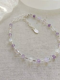 สร้อยข้อมือเงินหินอเมทิสต์กับมูนสโตน Amethyst+Moonstone