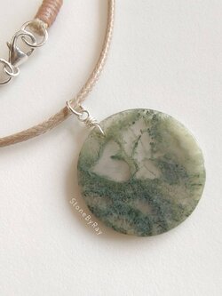 สร้อยคอเชือกจี้หินมอสอาเกต Moss Agate