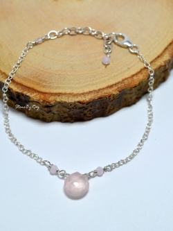 สร้อยข้อมือเงินหินโรสควอตซ์(Rose quartz)