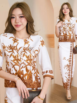 kudapy ชุดเซ็ทผ้าคอตตอนพิมพ์ลายสีสดใส ผ้าปาเต๊ะ ปาใจ ลายสวย ผ้าไม่บางใส ผ้าไม่ยืดไม่หด อัดกาวทั้งชุด