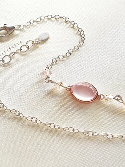 สร้อยข้อมือเงินหินโรสควอตซ์