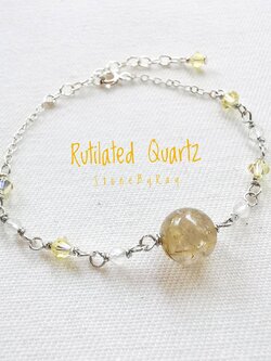 สร้อยข้อมือเงินหินไหมทอง+คริสตัลควอตซ์