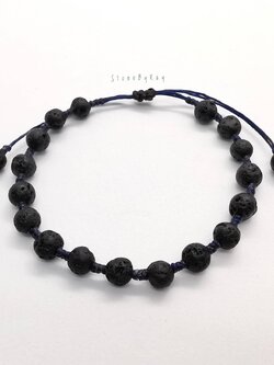 สร้อยข้อมือเชือกถักหินลาวาภูเขาไฟ