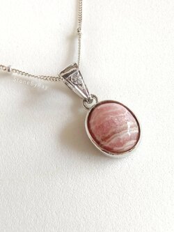 สร้อยคอเงินจี้หินโรโดโครไซต์ Rhodochrosite