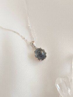 สร้อยคอเงินจี้หินไหมดำ Black Tourmaline Quartz