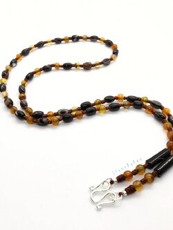 สร้อยคอเงินเชือกถักหินอาเกตกับหินซาโดนิก