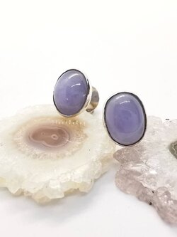 ต่างหูเงินหินหยกม่วง Lavender Jade