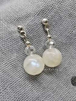 ต่างหูเงินหินมูนสโตน(Moonstone)