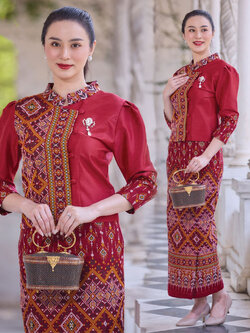 kudapy ชุดผ้าไทย เสื้อผ้าไหม ผ้าถุง ชุดออกงาน ไปวัด ชุดทำบุญ เสื้อผ้าไหม แต่งด้วยผ้าฝ้าย ทอลายแพรวากาฬสินธุ์