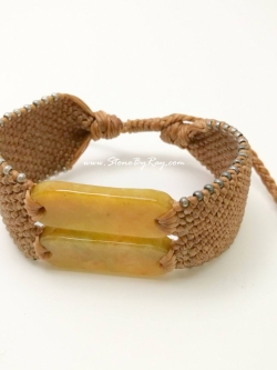 สร้อยข้อมือเชือกถักหินหยกน้ำผึ้ง (Jade)