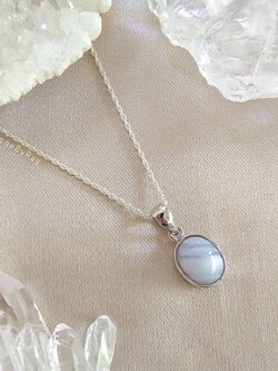 สร้อยคอเงินจี้หินบลูเลซอาเกต Blue Lace Agate