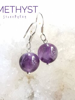 ต่างหูเงินหินอเมทิสต์