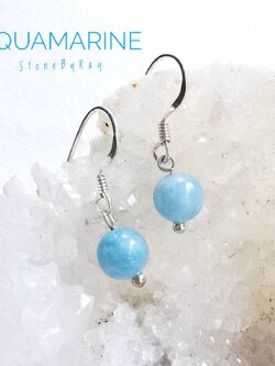 ต่างหูเงินหินอความารีน