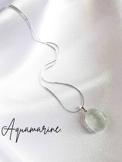 สร้อยคอเงินจี้หินอความารีน Aquamarine