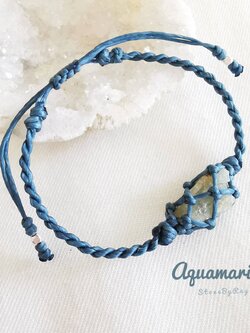 สร้อยข้อมือเชือกถักหินอความารีน