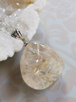 สร้อยคอเงินจี้หินไหมหิมะ Snow Rutile Quartz