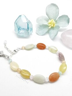 สร้อยข้อมือเงินแท้รวมหินอัญมณี4ชนิด