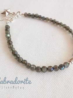 สร้อยข้อมือเงินหินลาบราโดไลท์