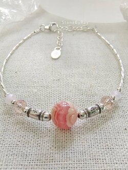 สร้อยข้อมือเงินหินโรโดโครไซต์ Rhodochrosite