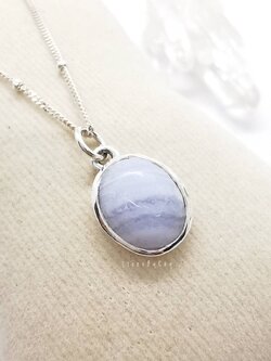 สร้อยคอเงินจี้หินบลูเลซอาเกต Blue Lace Agate