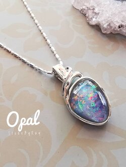 สร้อยคอเงินจี้พลอยโอปอล(Opal Triplet)