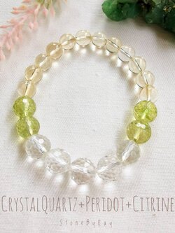 สร้อยข้อมือหินเพอริดอท,ซิทริน,คริสตัล