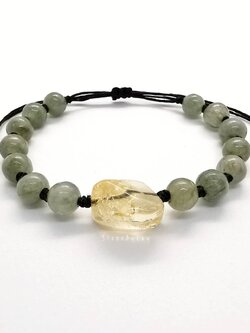 สร้อยข้อมือเชือกถักหินหยกกับหินซิทริน