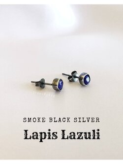 ต่างหูเงินรมดำหินลาพิสลาซูลี Lapis Lazuli