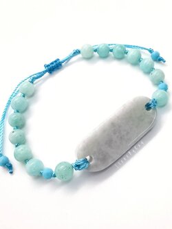 สร้อยข้อมือเชือกถักหยกกับอมาโซไนท์