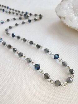 สร้อยคอเงินหินลาบราโดไลท์