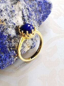 แหวนเงินชุบทองหินลาพิสลาซูลี Lapis Lazuli