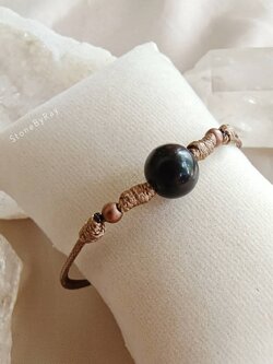 สร้อยข้อมือเชือกรูดหินสะเก็ดดาว Tektite