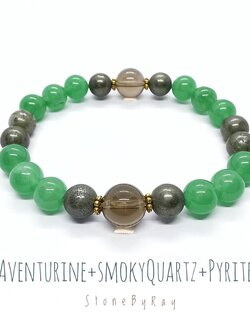 สร้อยข้อมือหินอเวนเจอรีน,ไพไรต์,สโมกกี้ควอตซ์