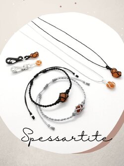 Setสร้อยคอ/สร้อยข้อมือ/พวงกุญแจหินสเปสซาไทต์ Spessartite