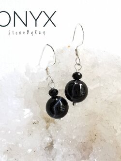 ต่างหูเงินหินออนิค (Onyx)