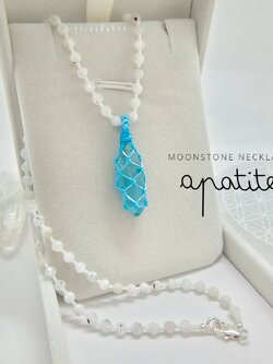 สร้อยคอหินมูนสโตนจี้หินอพาไทต์ Moonstone+Apatite