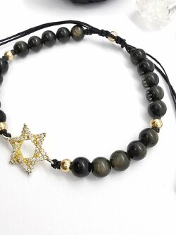 สร้อยข้อมือหินออบซิเดียนทอง Gold Obsidian