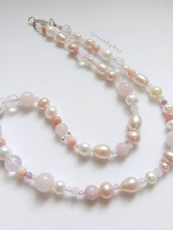 สร้อยคอหินรวมโทนสีชมพู(รวมหิน9ชนิด)