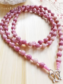 สร้อยคอเชือกถักหินโรโดไนท์