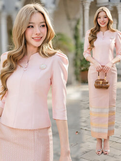 kudapy ผ้าถุงสำเร็จรูป ผ้าถุงแพรวากาฬสินธ์ ผ้าถุงทอลาย เกรดพรีเมี่ยมอัดกาว ซิปหลัง เย็บแบบ ทบผ้า ไม่เห็นหน้าขา (เฉพาะผ้าถุง)