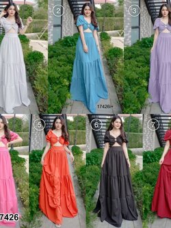 kudapy แม็กซี่เดดรส อกห่วง กระโปรงยาวแสนสวย ระบายชั้น เนื้อผ้าไหมอิตาลี ด้านหลังยืดได้ตามลำตัว ช่วงกระโปรงเย็บต่อระบายมาเป็นชั้น