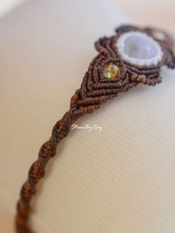 สร้อยข้อมือเชือกถักหินอความารีน,ไหมทอง(Aquamarine)