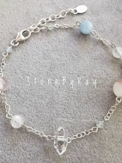 สร้อยข้อมือเงินหินแท้ดีไซน์กับหินหลากชนิด