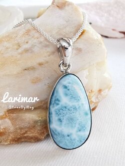 สร้อยคอเงินจี้หินลาริมาร์ Larimar