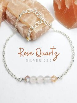 สร้อยข้อมือเงินหินโรสควอตซ์ Rose Quartz