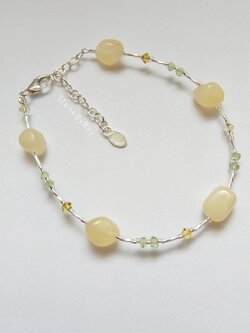 สร้อยข้อมือเงินหินแคลไซต์และเพอริดอท (Calcite+Peridot)