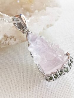 สร้อยคอเงินจี้พระพิฆเนศหินโรสควอตซ์